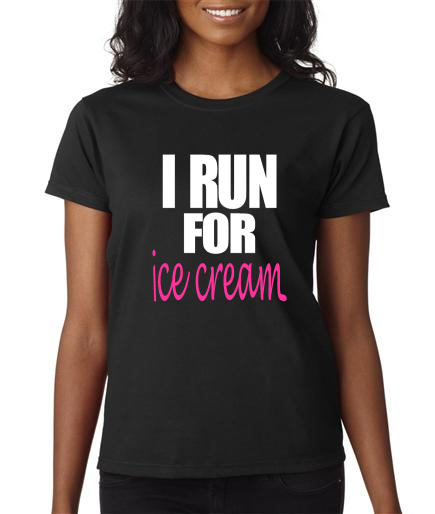 Running - I Run For Ice Cream - Ladies Black Short Sleeve Shirt